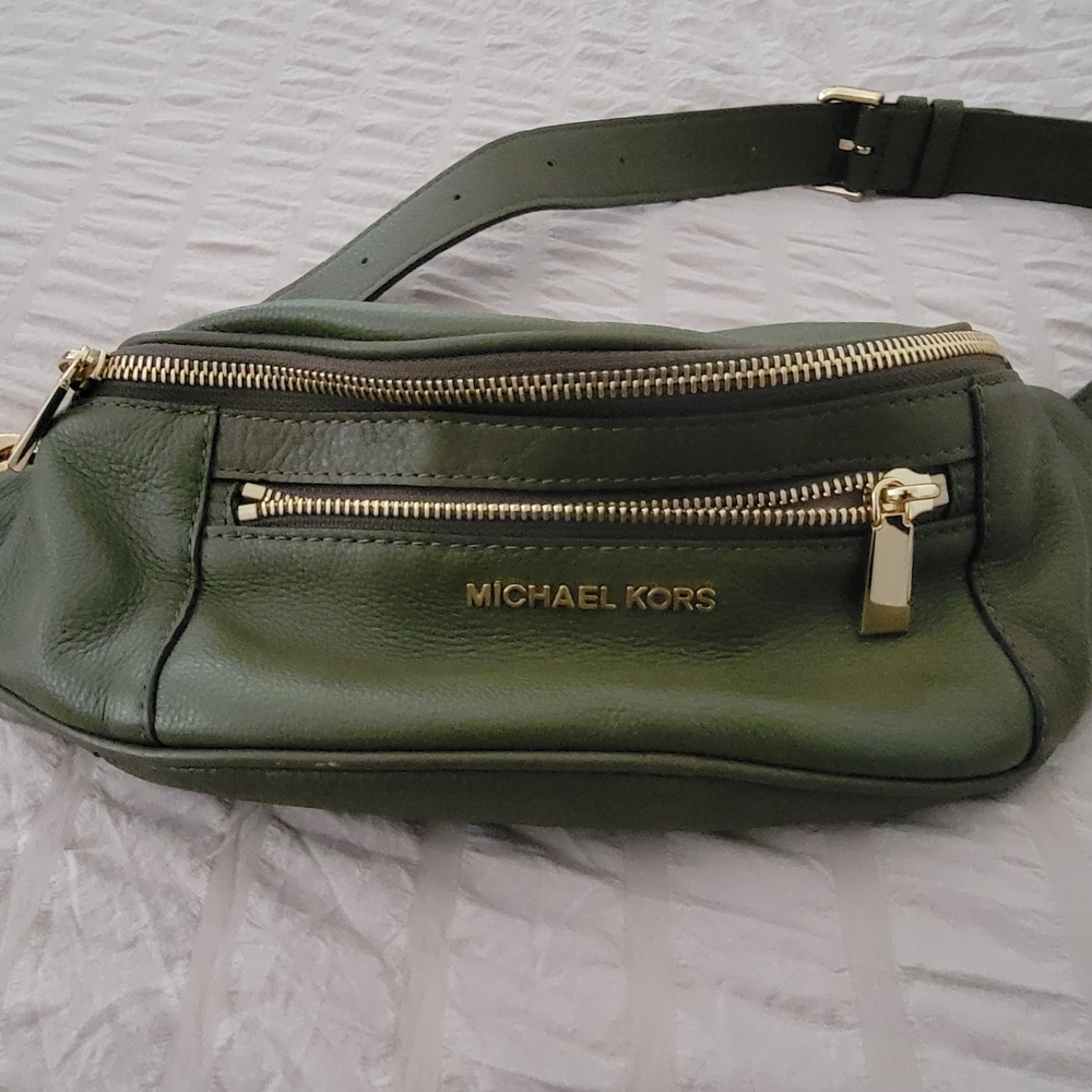 Michael Kors Green Leather Belt Bag